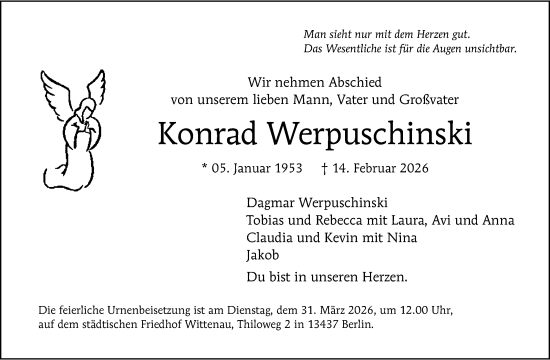 Traueranzeige von Konrad Werpuschinski von Berliner Morgenpost