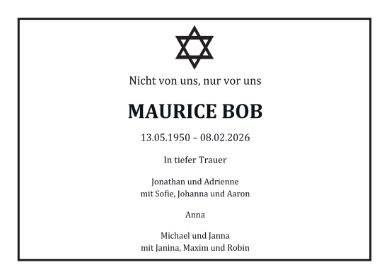 Traueranzeige von Maurice Bob von Berliner Morgenpost